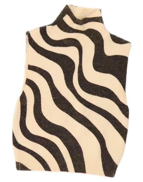 Zara Damen Crop Vest Tank Top UK 4 XS Beige Animal Print