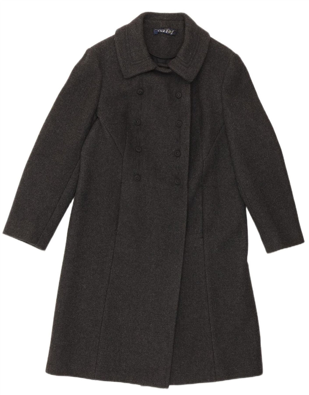 Vintage Damen Zweireihiger Mantel IT 46 Große graue Lammwolle