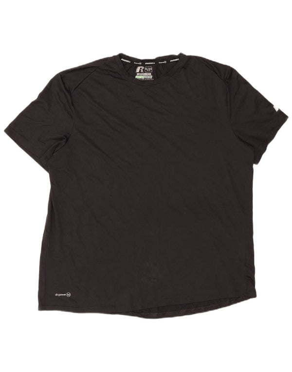RUSSELL ATHLETIC Mens Dri-Power T-Shirt Top XL Black Polyester