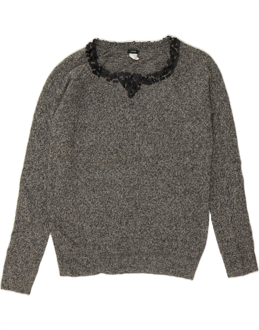J. CREW Womens Crew Neck Jumper Sweater UK 16 Large Grey Wool Vintage J. Crew and Second-Hand J. Crew from Messina Hembry 