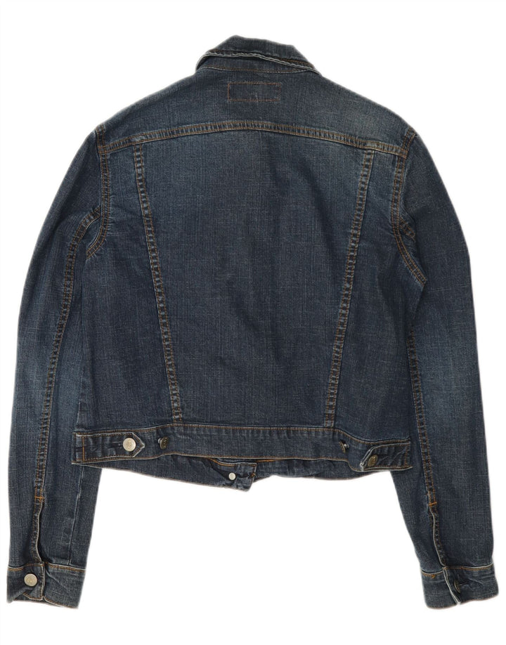 Fcuk Damen Crop Denim Jacke UK 12 Mittelblau