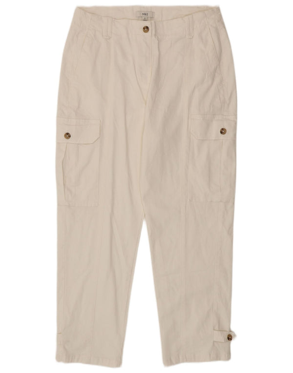 Marks & Spencer Damen Tapered Cargohose UK 14 Large W34 L28 Weiß