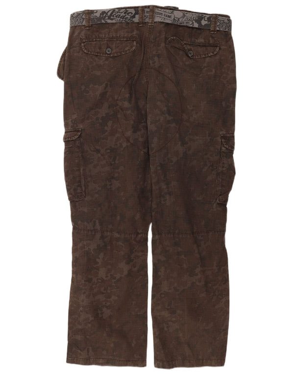 Angelo Litrico Gerade Herren-Cargohose W40 L32 Braune Camouflage-Baumwolle