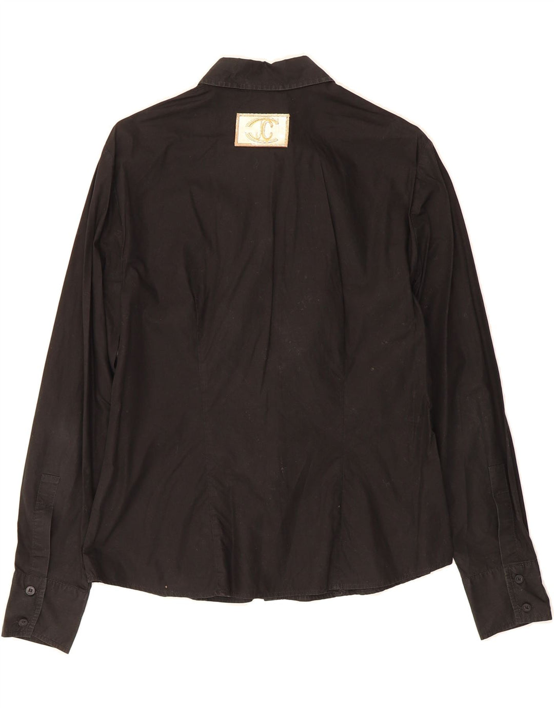 JUST CAVALLI Womens Shirt UK 14 Large Black Cotton Vintage Just Cavalli and Second-Hand Just Cavalli from Messina Hembry 