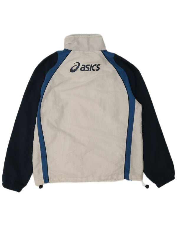 Asics Herren-Trainingsanzugoberteil mit Grafik, mittelweißes Farbblock-Polyester