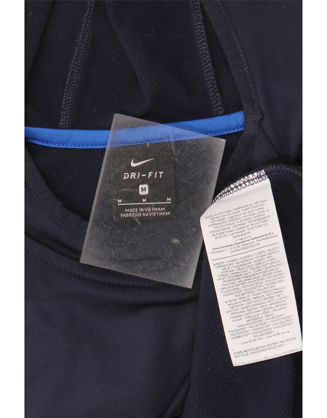 NIKE Herren-Dri-Fit-Hoodie-Pullover, mittelblaues Farbblock-Polyester