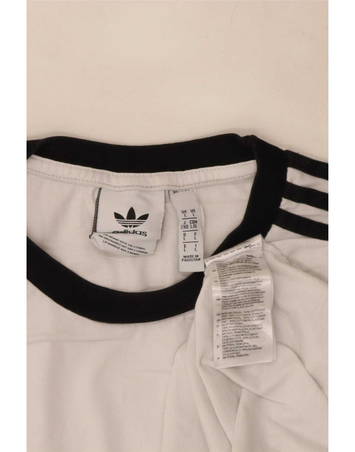 Adidas Herren-Top, langärmelig, groß, aus weißer Baumwolle