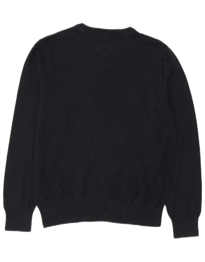 TOMMY HILFIGER Mens V-Neck Jumper Sweater Small Navy Blue Cotton