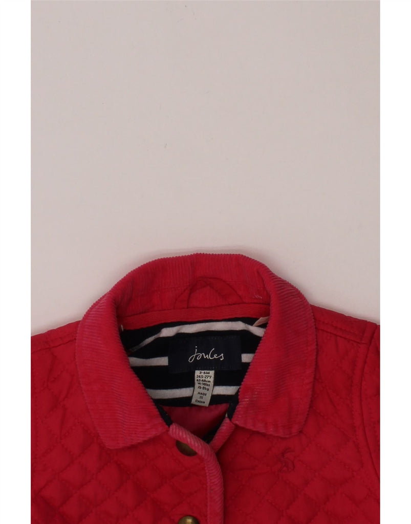 JOULES Baby Girls Quilted Jacket 3-6 Months Pink Polyester Vintage Joules and Second-Hand Joules from Messina Hembry 