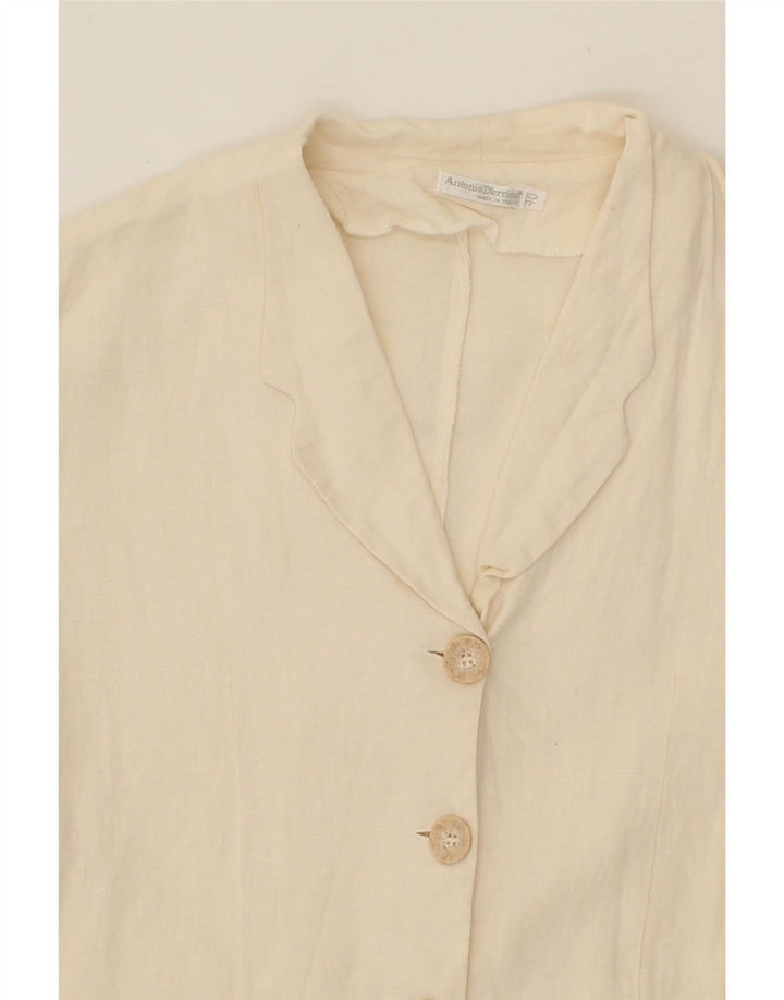 ANTONIO D'ERRICO Womens Short Sleeve Blazer Jacket IT 40 Small Beige Vintage Antonio D'errico and Second-Hand Antonio D'errico from Messina Hembry 