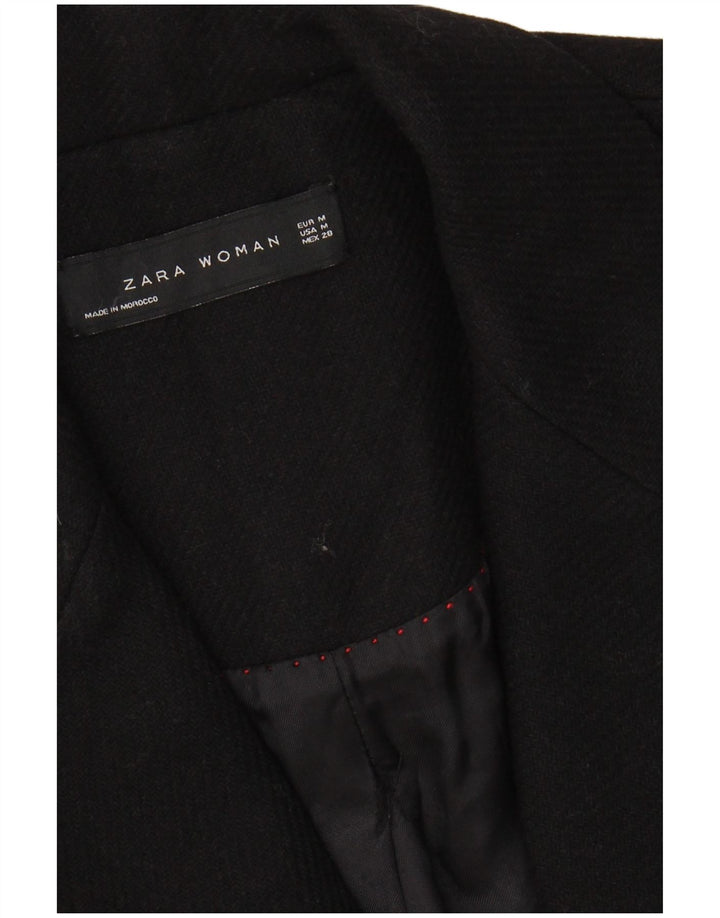 ZARA Damen Mantel UK 14 Medium Schwarz