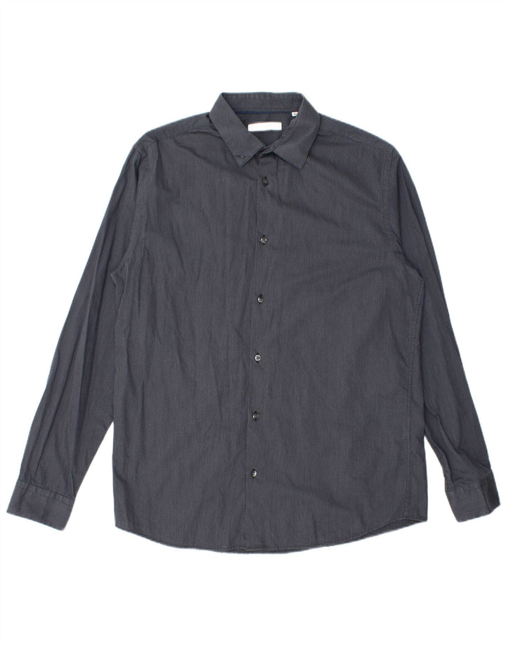 Jack & Jones Herrenhemd, Größe 42, groß, graue Nadelstreifen-Baumwolle