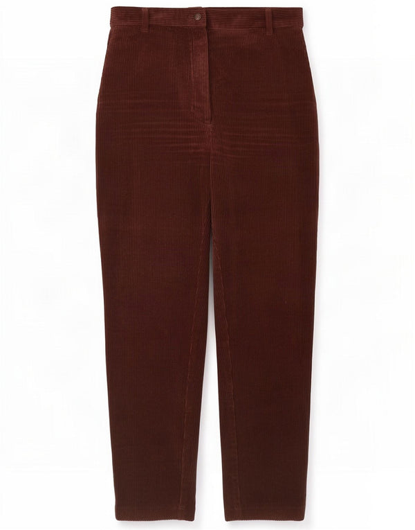 Benetton Womens High Waist Corduroy Trousers IT 46 Large W30 L29 Brown