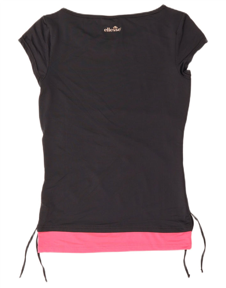 Ellesse Womens Graphic T-Shirt Top UK 12 Mittel Marineblau Farbblock