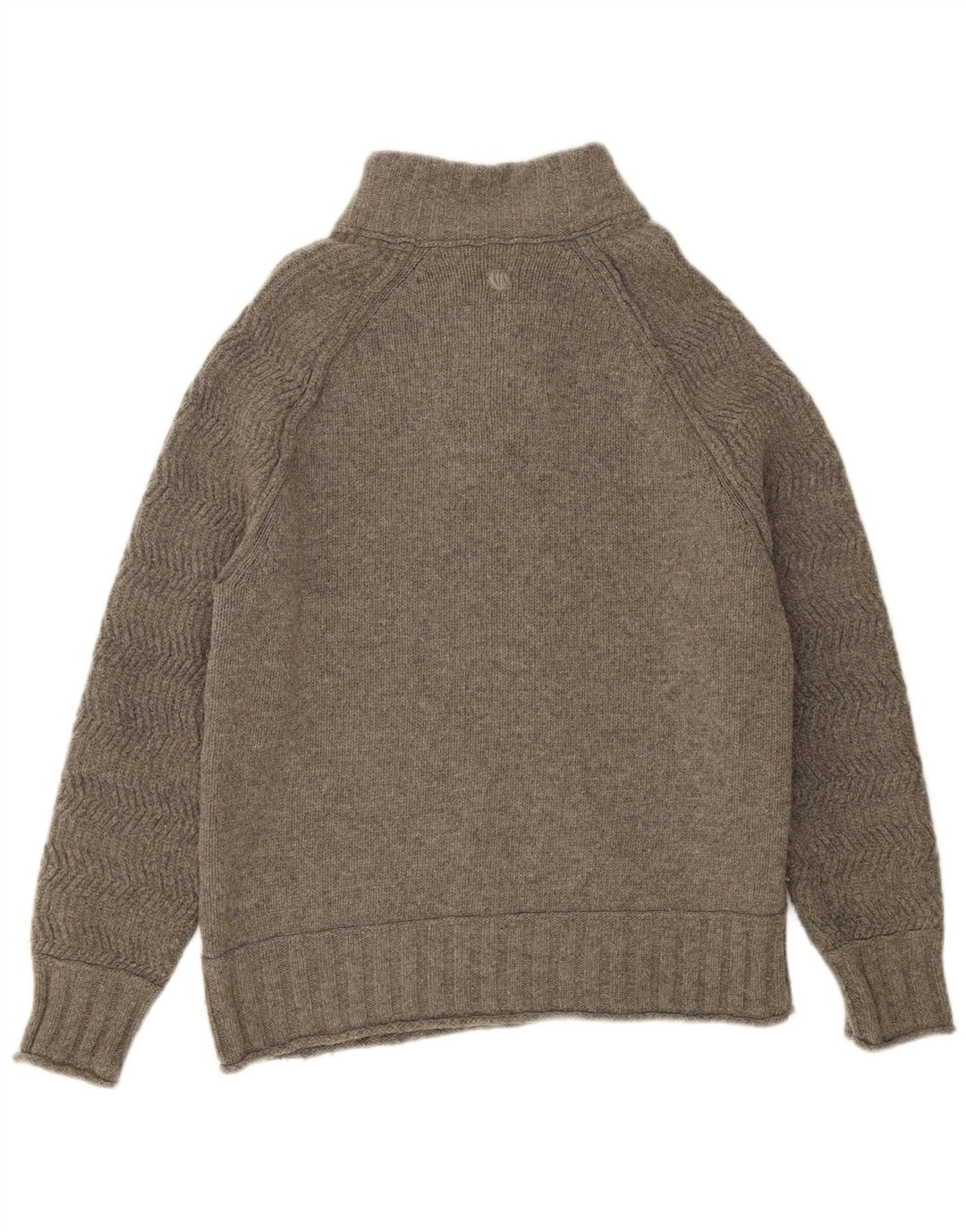 FAT FACE Herren-Pullover mit Knopfkragen, 2XL, graue Wolle mit Fischgrätenmuster
