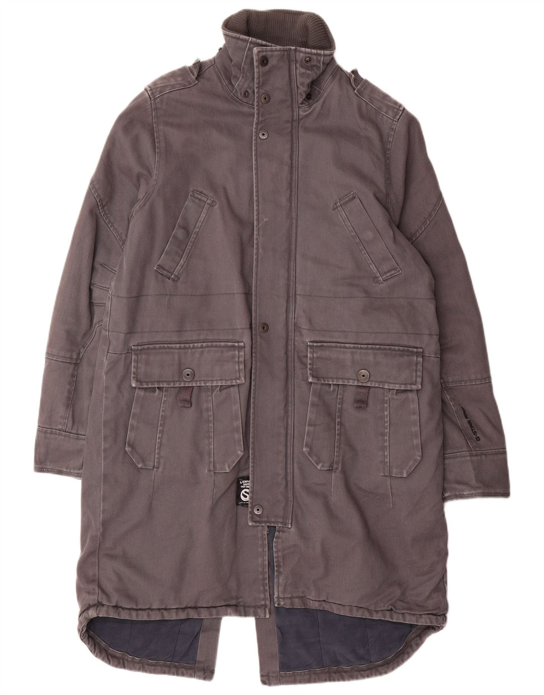 G-STAR Herren 3301 Graphic Parka Jacke UK 38 Mittelgraue Baumwolle