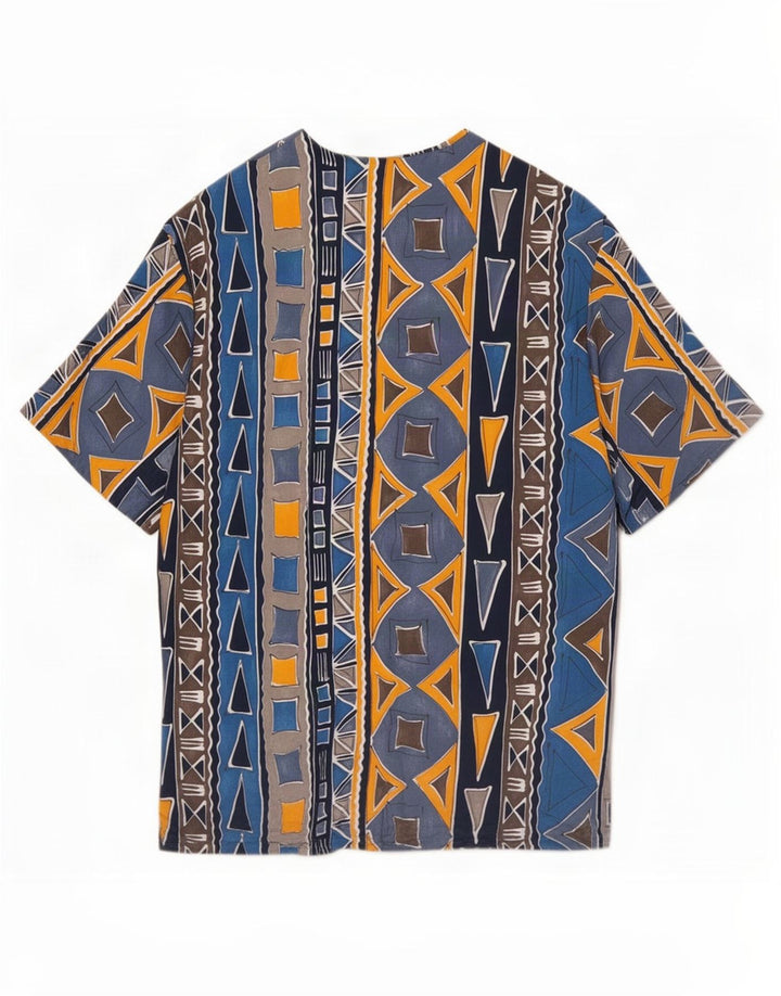 Augustus Damen Kurzarm-Hemdbluse IT 44 Mittelblau Geometrisch