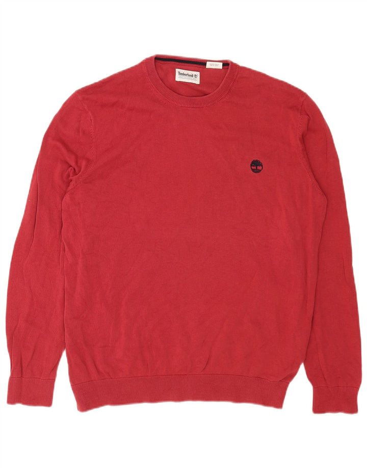 Timberland Herren-Pullover mit Rundhalsausschnitt, groß, rote Baumwolle