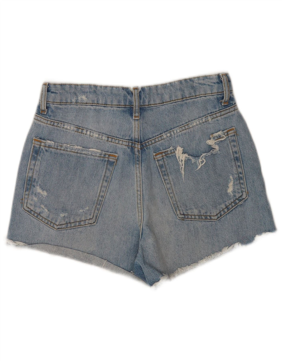 Zara Damen Distressed Denim Shorts EU 36 XS W26 Blau