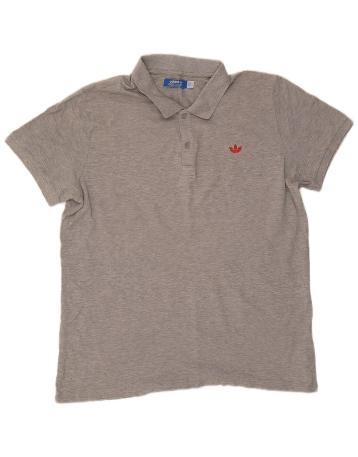 Adidas Herren Poloshirt XL Grau gefleckte Baumwolle