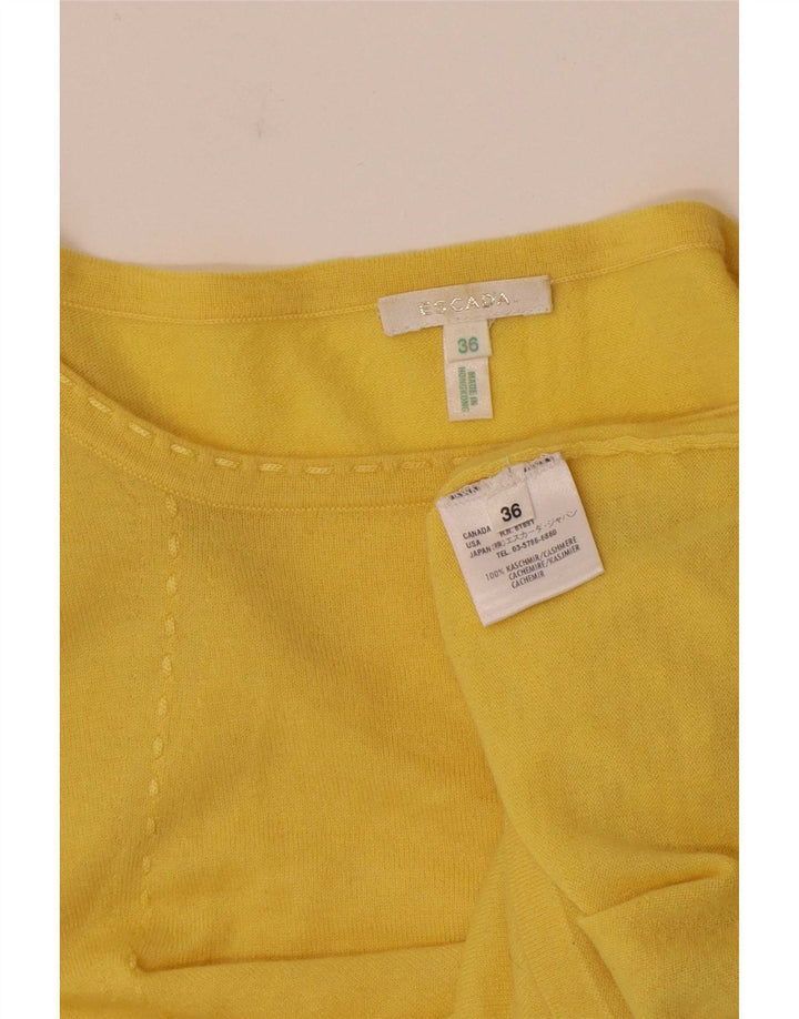 Escada Damen T-Shirt Top EU 36 Small Gelb Kaschmir