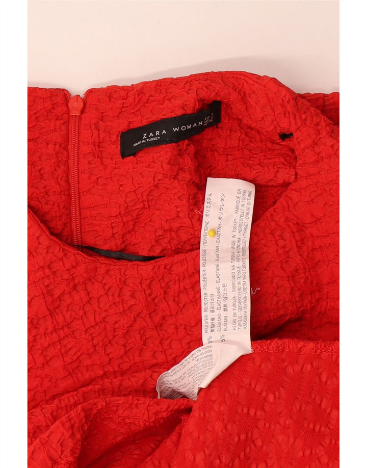 Zara Damen ärmelloses A-Linien-Kleid, Größe S, Rot, Polyester