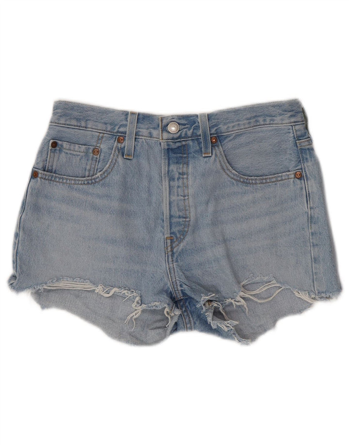 LEVI'S Damen 501 High Rise Denim Shorts W27 Small Blaue Baumwolle