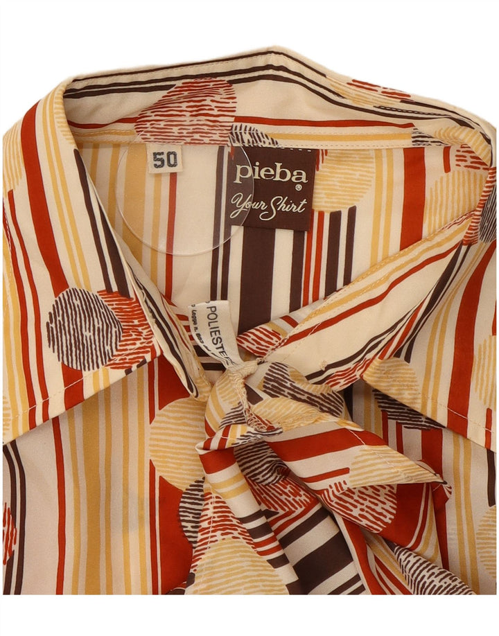 Vintage Damen Hemd IT 50 XL Beige gestreift Polyester