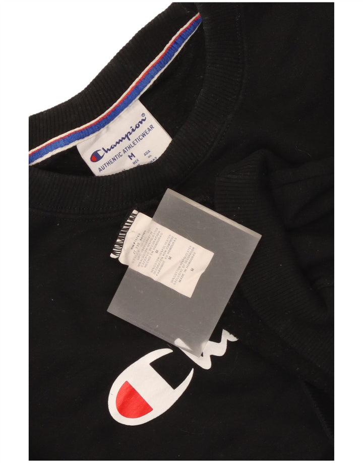 Champion Damen Grafik-Sweatshirt-Pullover UK 14 Mittelschwarze Baumwolle