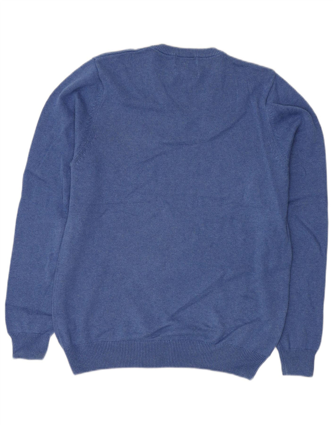 Marks & SPENCER Herren-Pullover mit V-Ausschnitt, mittelblaue Baumwolle
