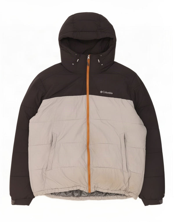 Columbia Herren-Jacke mit Kapuze, gepolstert, UK 42, XL, grau, Colourblock-Polyester