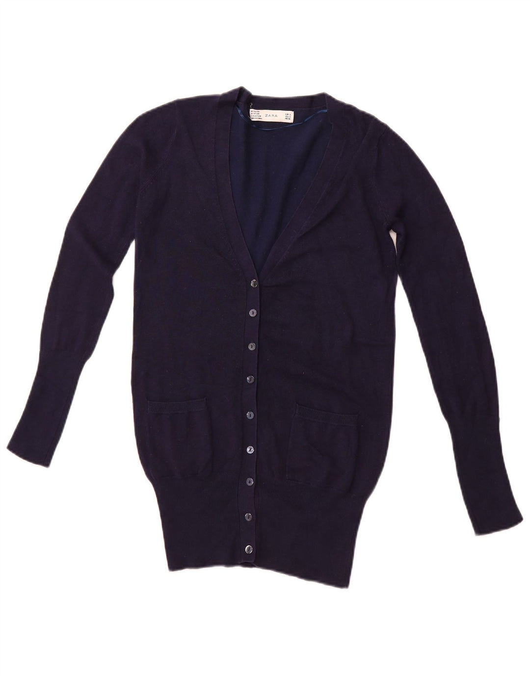 ZARA Damen-Cardigan-Pullover UK 10 Small Marineblau Rayon