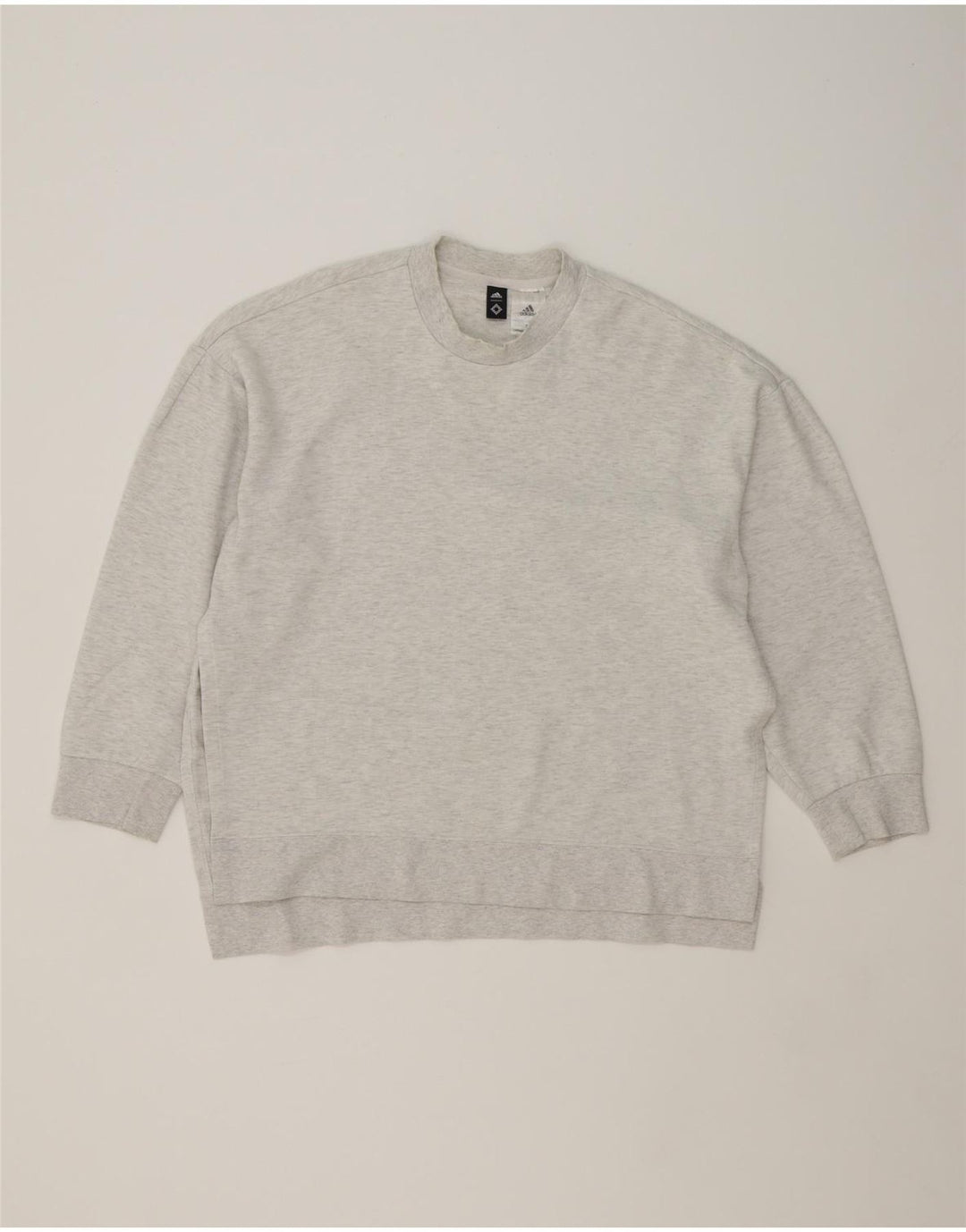 ADIDAS Womens Oversized Sweatshirt Jumper UK 14 Medium Grey Cotton Vintage Adidas and Second-Hand Adidas from Messina Hembry 