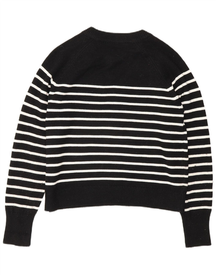 Zara Damen-Pullover mit U-Boot-Ausschnitt, Gr. 14, Mittelschwarz, gestreift, Polyester