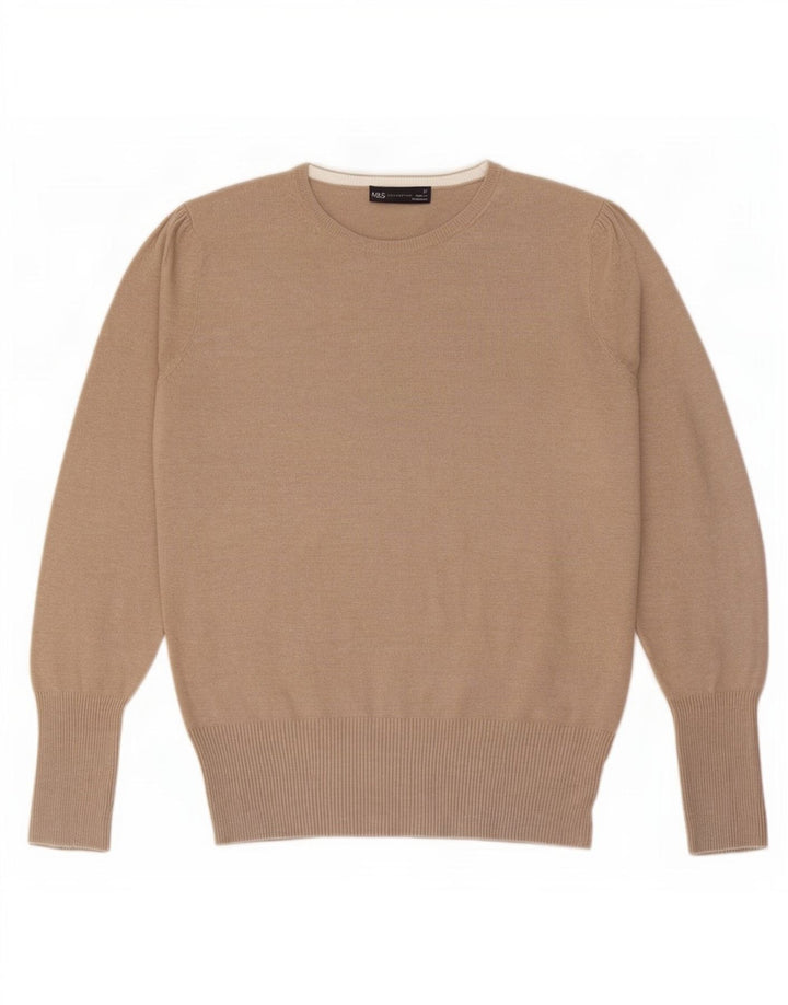 Marks & Spencer Damen-Pullover mit U-Boot-Ausschnitt, UK 12, mittelbeige Viskose