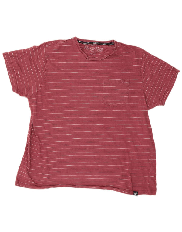 Weird Fish Herren T-Shirt Top 2XL Rote Nadelstreifen Baumwolle
