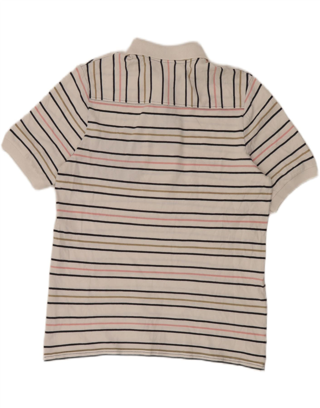 Ellesse Herren-Poloshirt, groß, weiß gestreift, Baumwolle