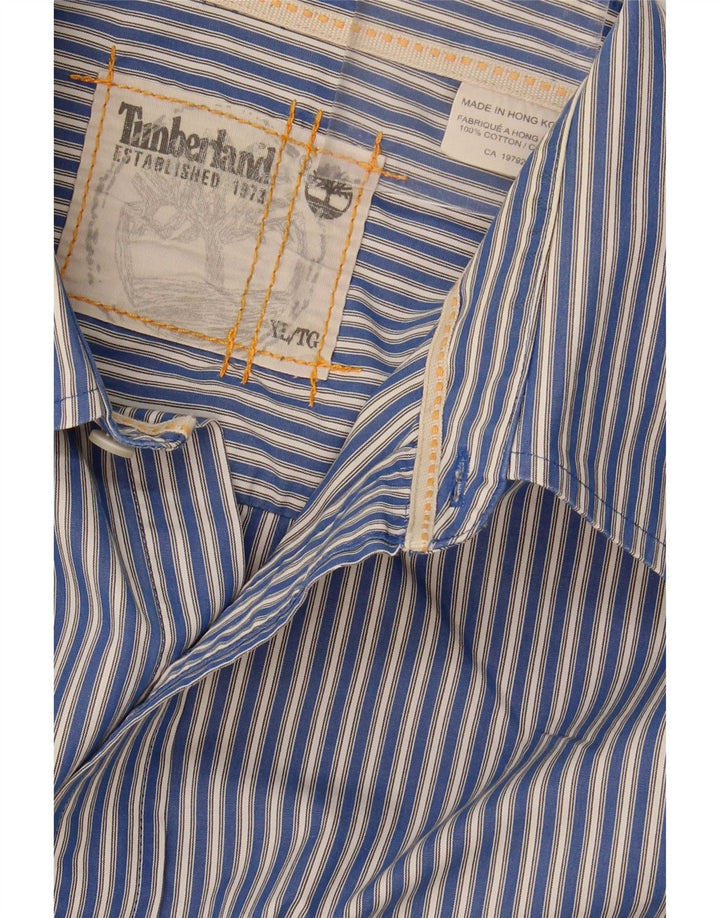 TIMBERLAND Mens Shirt XL Blue Striped Cotton Vintage Timberland and Second-Hand Timberland from Messina Hembry 