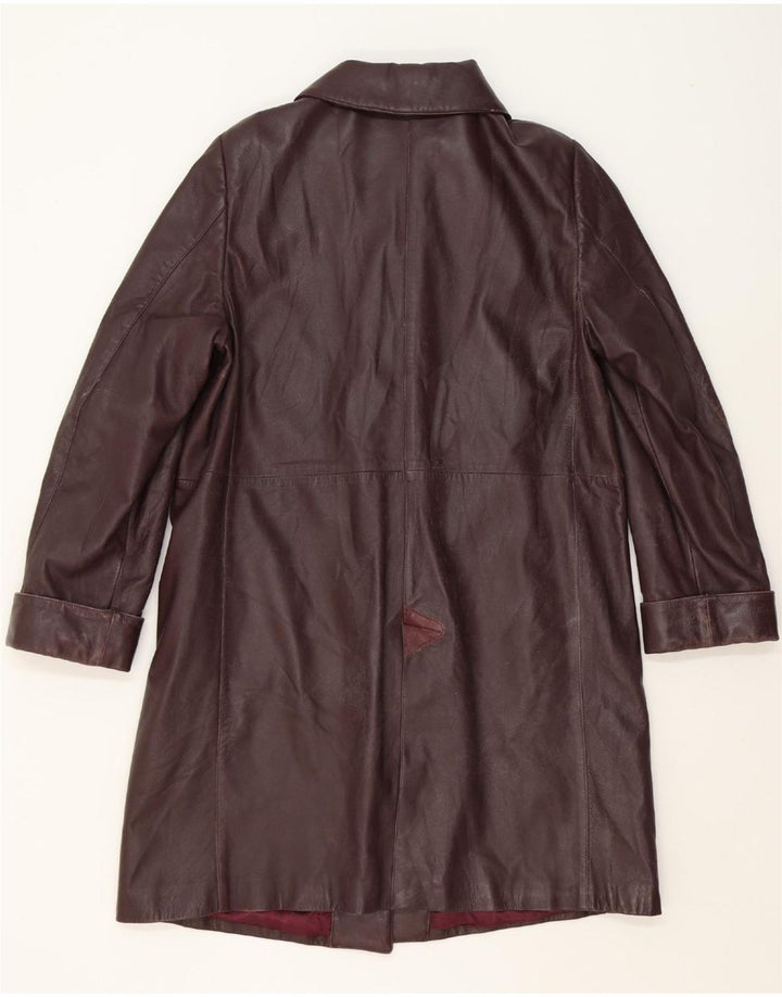 PICCINI Womens Leather Coat UK 14 Medium Burgundy Vintage Piccini and Second-Hand Piccini from Messina Hembry 