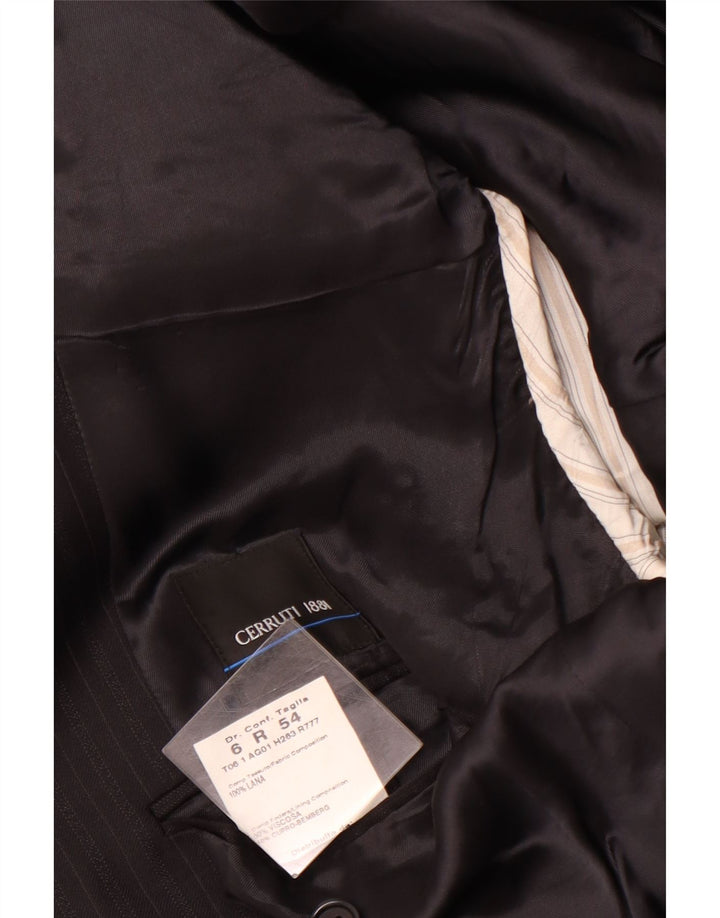 CERRUTI 1881 Herren 3-Knopf-Blazerjacke IT 54 2XL Schwarze Nadelstreifenwolle