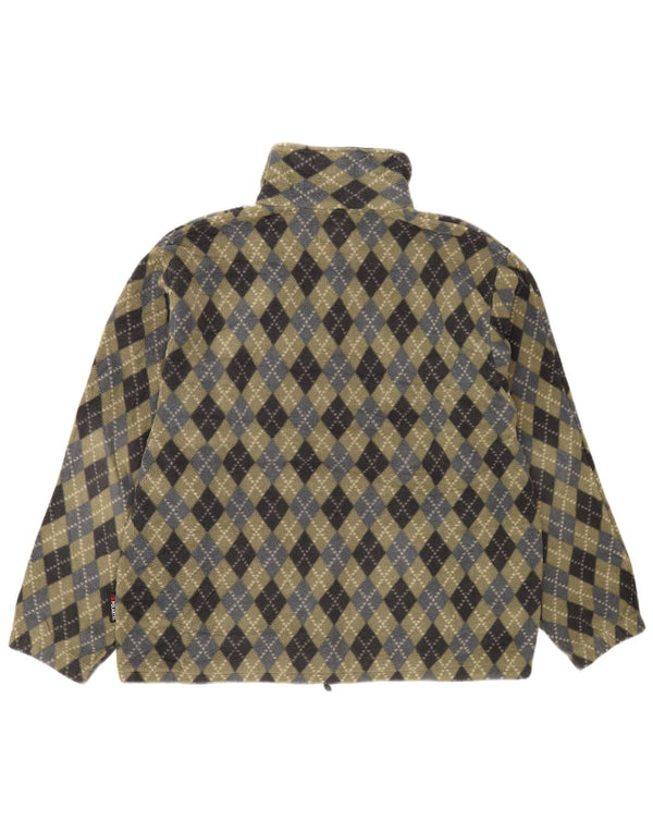 Aesse Herren-Fleecepullover mit Reißverschluss am Hals, großes Khaki-Argyle/Diamant-Polyester