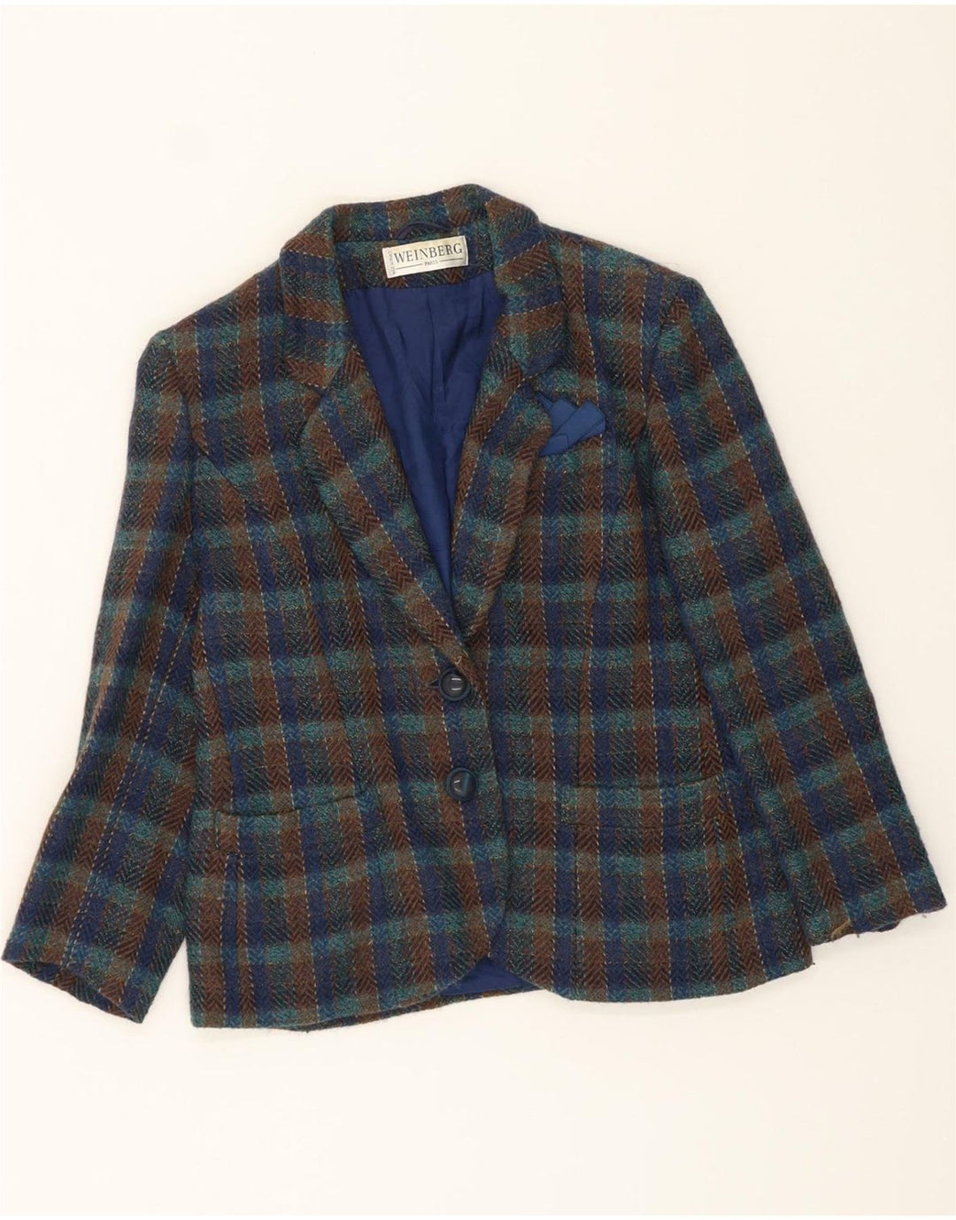 WEINBERG Womens 2 Button 2 Piece Skirt Set EU 44 XL W30 Navy Blue Check Vintage Weinberg and Second-Hand Weinberg from Messina Hembry 