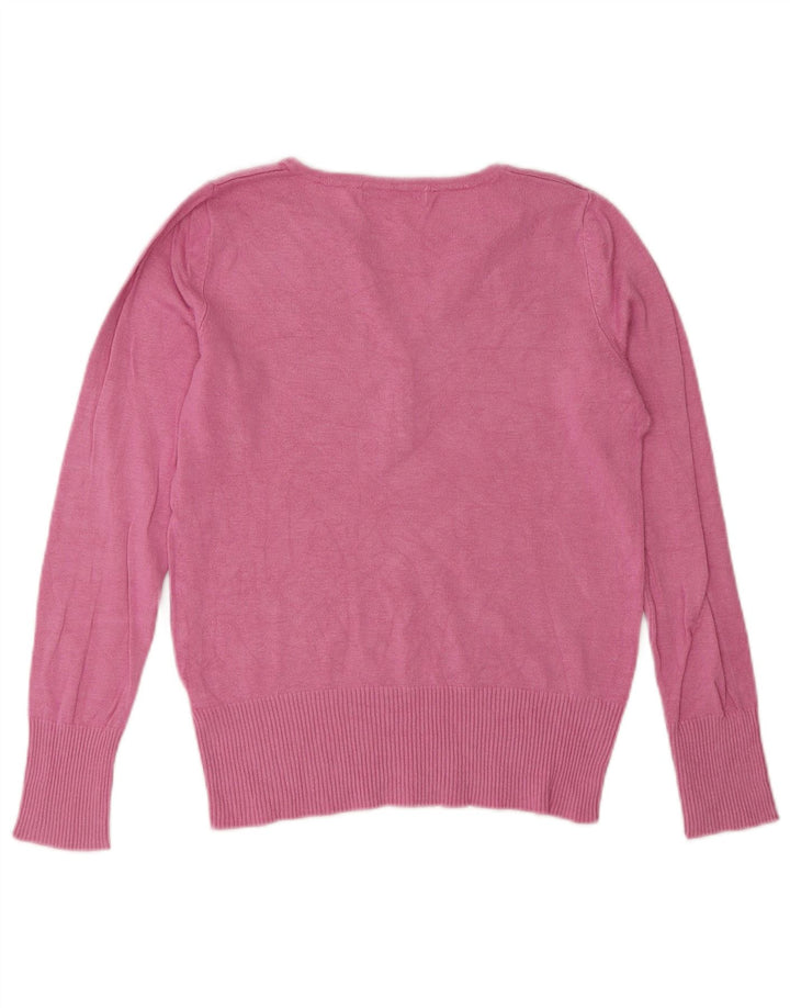 Marks & Spencer Damen-Pullover mit Knopfkragen, Gr. 8, klein, rosa Viskose