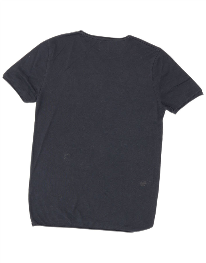 ZARA Womens T-Shirt Top UK 14 Medium Navy Blue Cotton