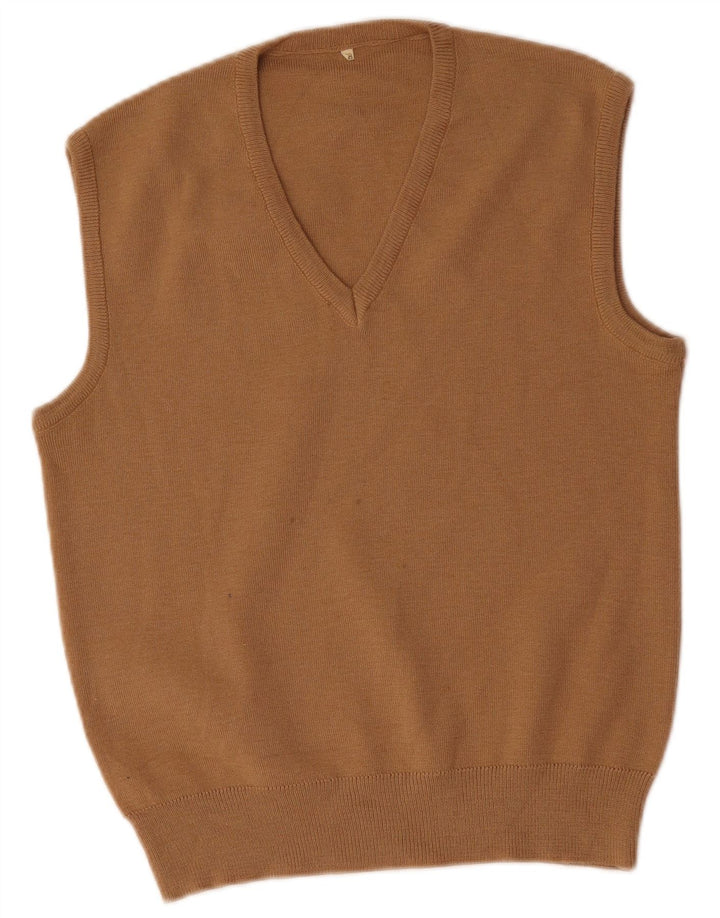 Vintage Herren Weste Tank Top IT 48 Mittelbeige Wolle