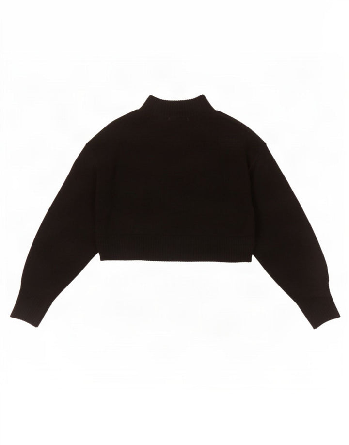Zara Damen Crop Rollkragenpullover Pullover UK 12 Mittelschwarze Wolle
