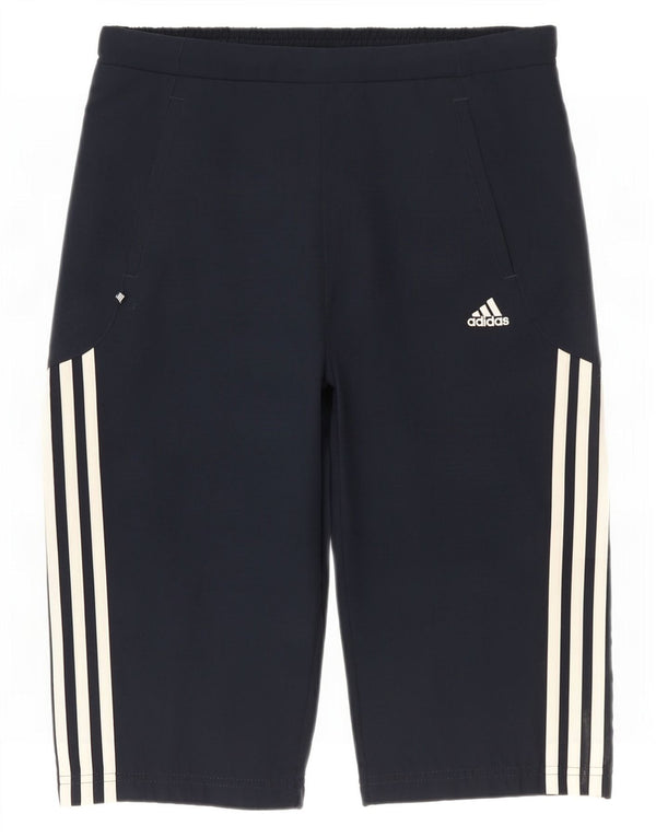 Adidas Damen Bermuda Sport Shorts UK 12 Medium Marineblau Polyester