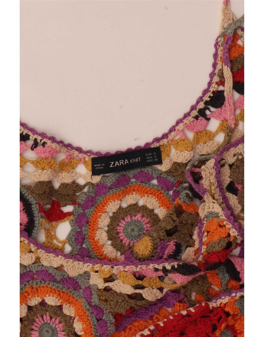 Zara Häkel-Cami-Top für Damen, Gr. 40, Größe S, mehrfarbig, geometrisch