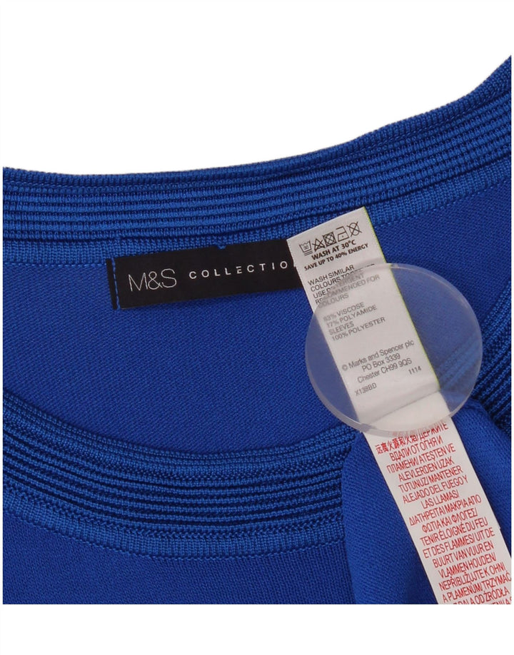 Marks & Spencer Damen-Blusenoberteil UK 12 Mittelblaue geometrische Viskose