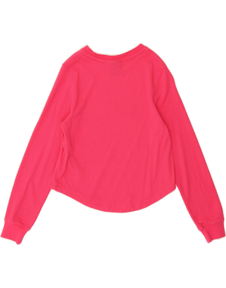 NIKE Womens Crop Graphic Top Long Sleeve UK 12 Medium Pink Cotton Vintage Nike and Second-Hand Nike from Messina Hembry 
